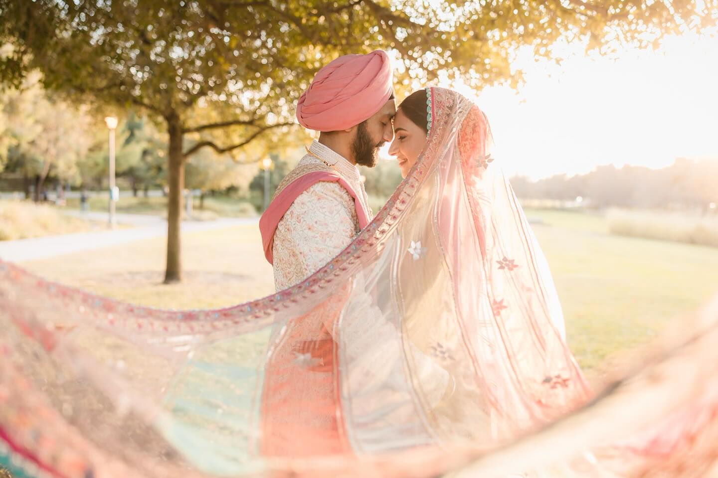 Indian couple during an outdoor wedding photoshoot at Palm Springs